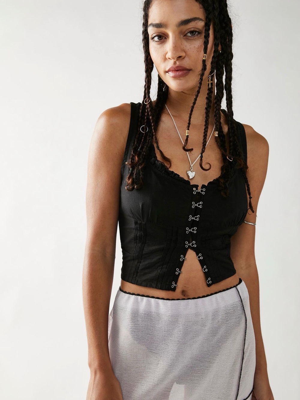 Free People Black Corset Crop Top
